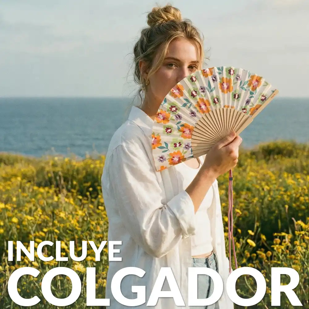 Éventail Imprimé Fleurs de Jardin – Fisura – vue 3