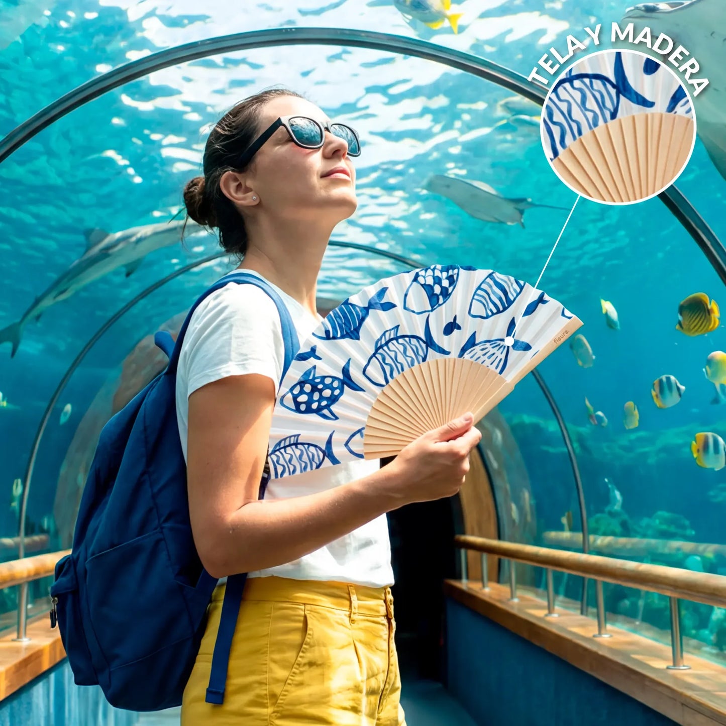 Éventail Imprimé Poissons – Fisura – vue 4