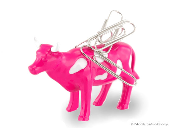 Aimant à trombones Vache Rose Meta[l]morphose | Boutique d'objets cadeaux designs .com