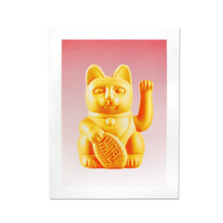 Artprint Risographie A3 Chat Chanceux Pêche Donkey Products – vue produit 1