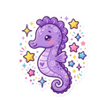 Autocollant Hippocampe Kawaii