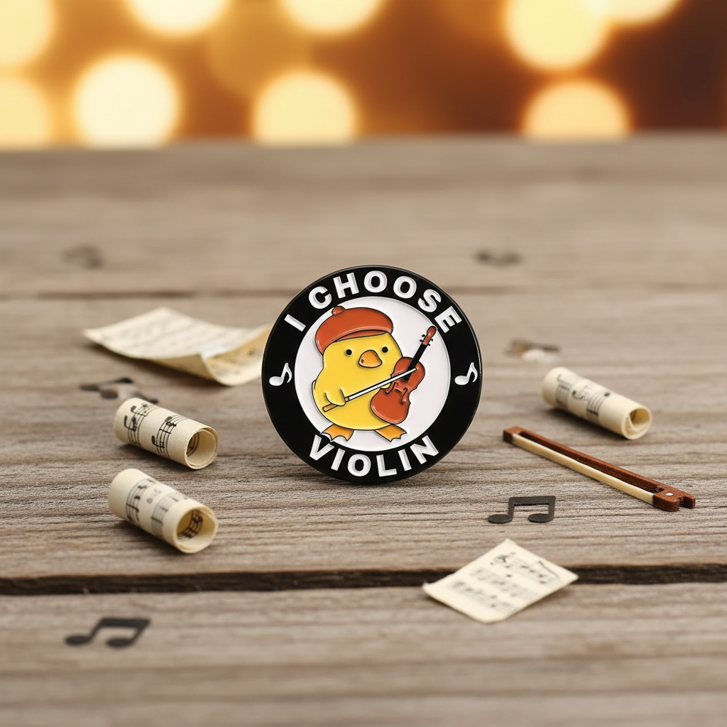 Photo produit - Pin’s Canard Jaune  "I Choose Violin"