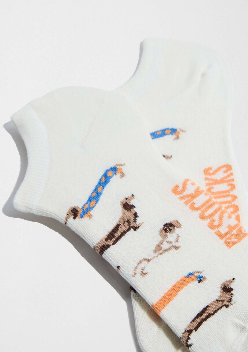 Chaussettes courtes BePets Teckels Blanc Cassé