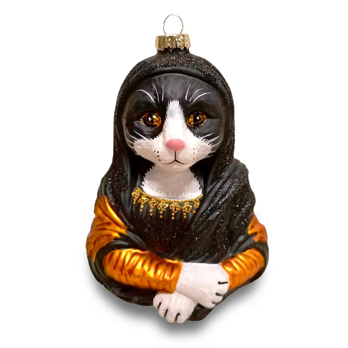 Boule de Noël Mona Lisa Chat Tuxedo Naked Decor CoinCaillerie