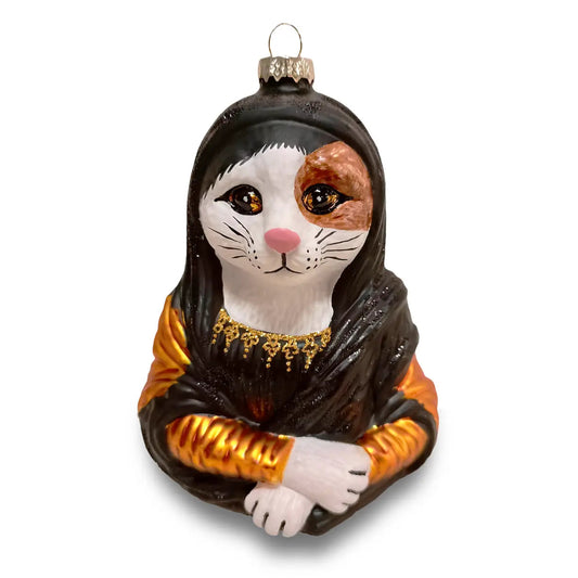 Boule de Noël Mona Lisa Chat Calico Naked Decor CoinCaillerie