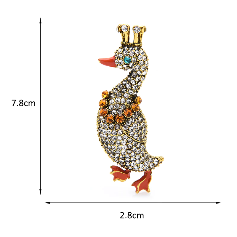 Broche Canard Couronne Strass Canard de Bain CoinCaillerie