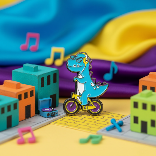 T-Rex Pin on a Bicycle