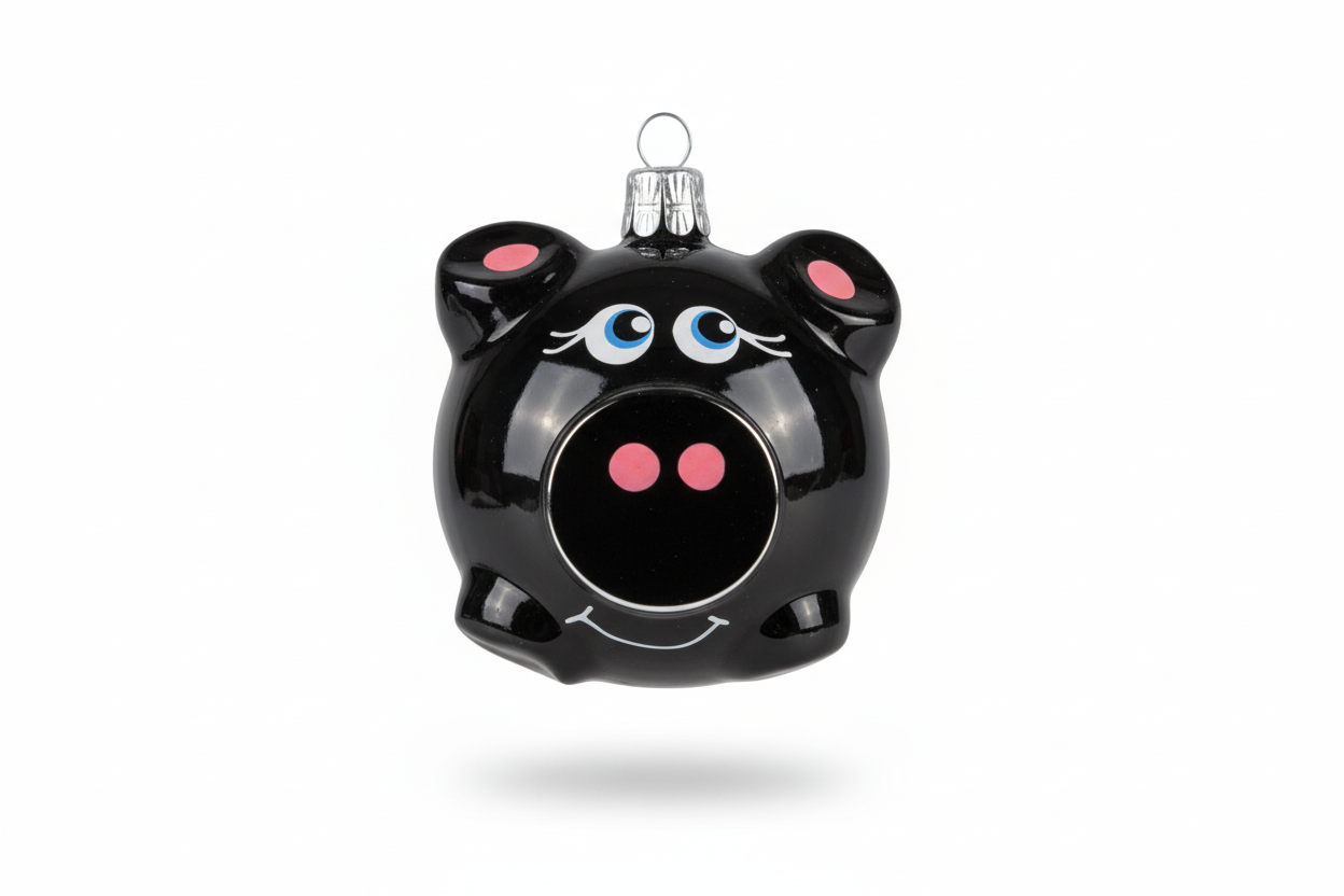 Weihnachtskugel mit schwarzem Schwein