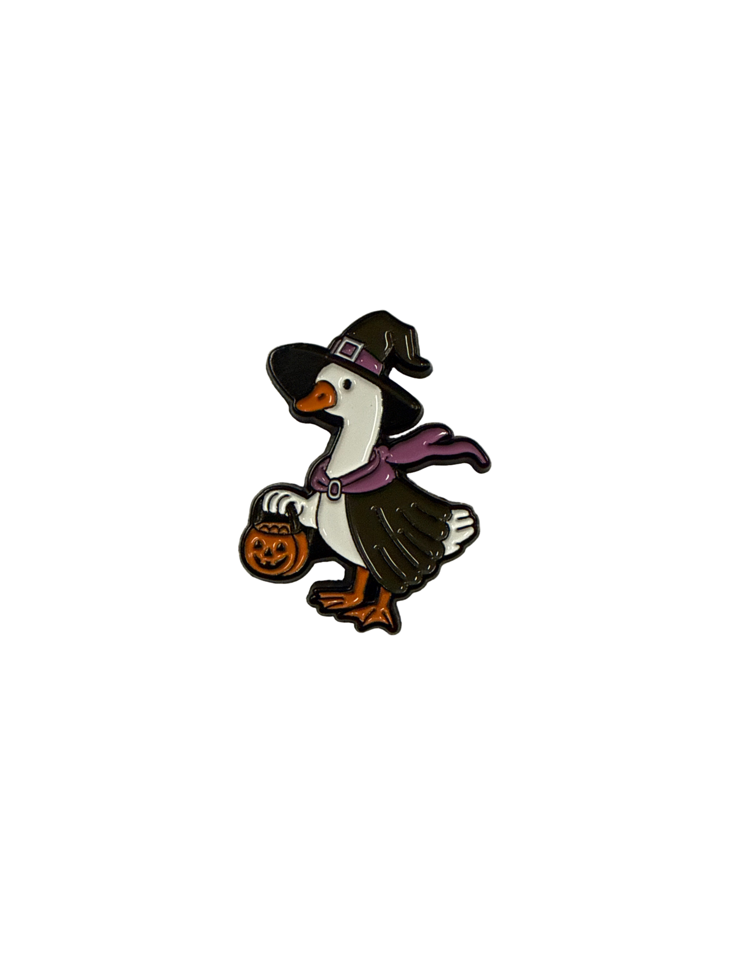 Photo produit - Pin's Canard Blanc Sorcière d’Halloween