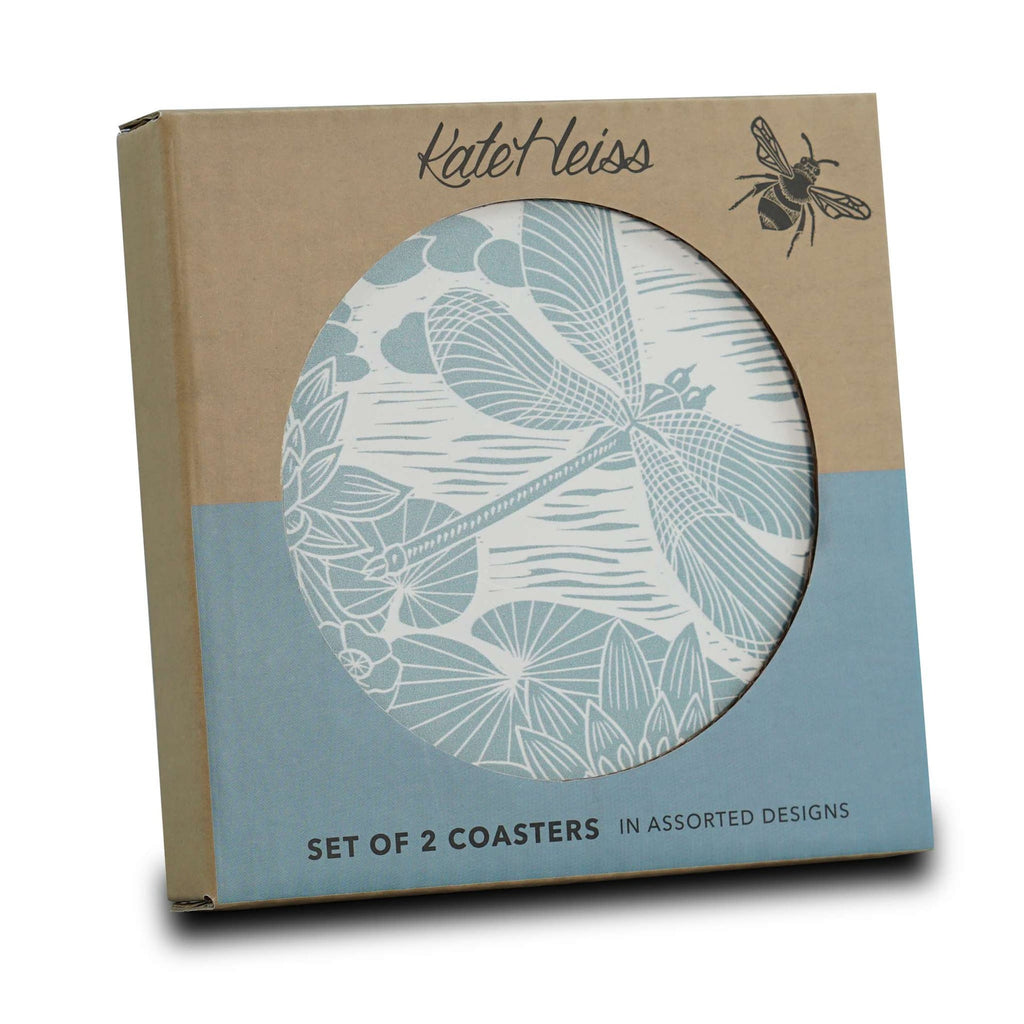 Lot de 2 sous-verres en céramique Kate Heiss Powder bleu