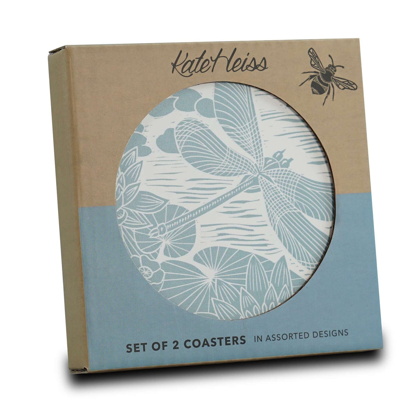 Lot de 2 sous-verres en céramique Kate Heiss Powder bleu
