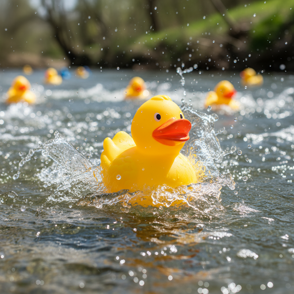 Race-eend met vleugels