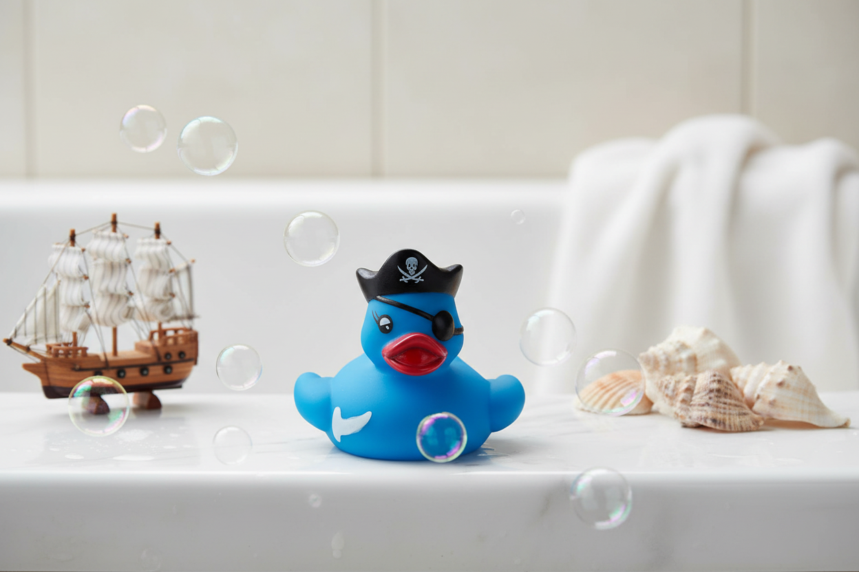 Petit Canard de bain Pirate Bleu