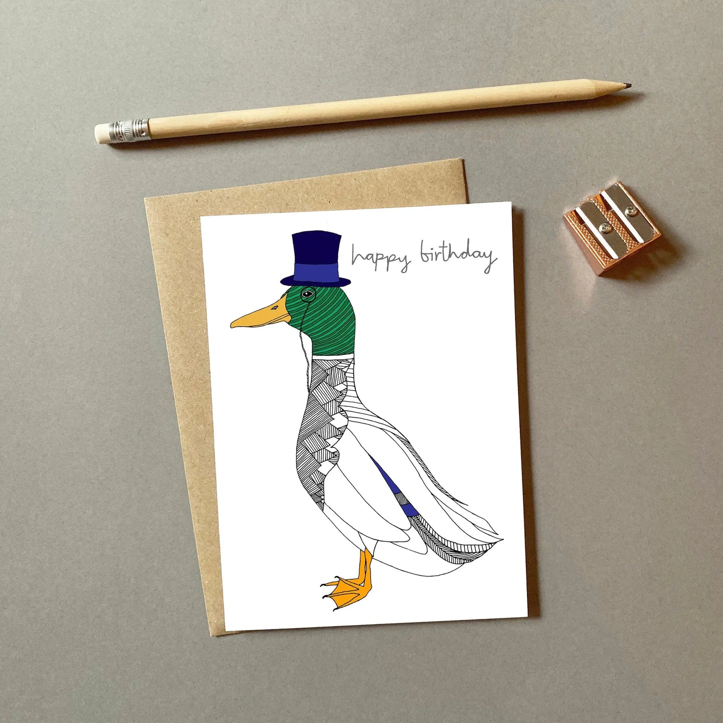 Carte Happy Birthday Mr Canard Colvert You've got pen on your face CoinCaillerie