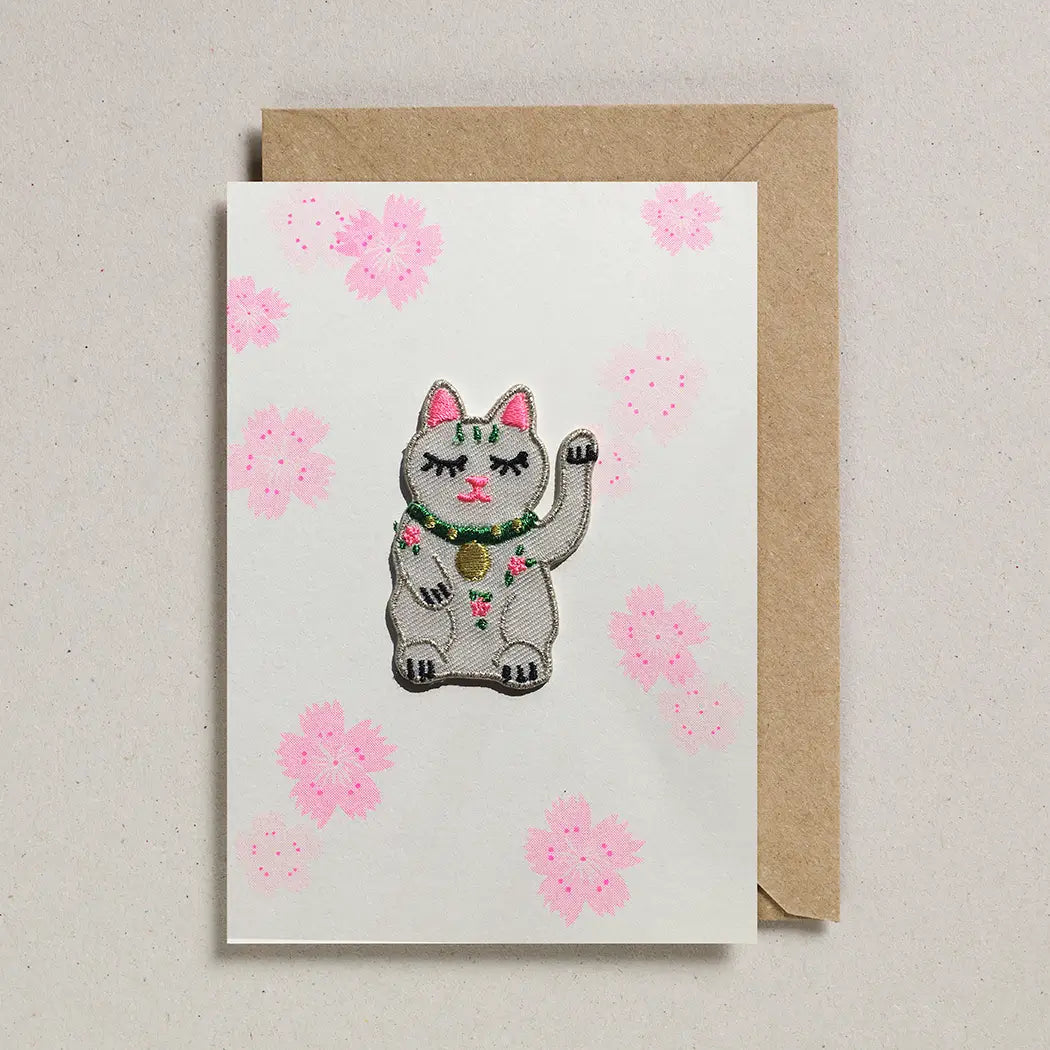 carte de voeux avec patch chat chanceux petra boase ltd GC PAT 0044 5060558745698