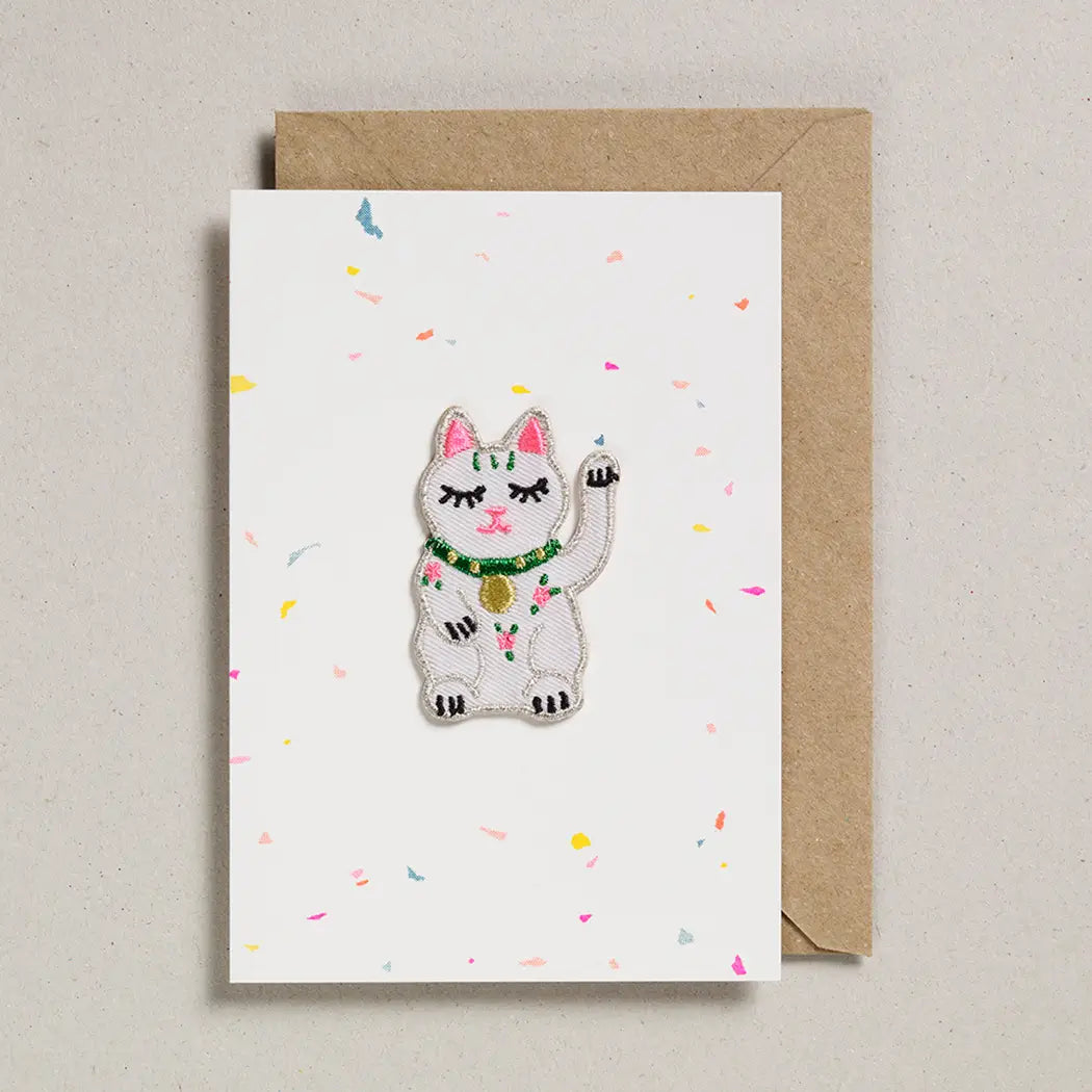carte de voeux avec patch chat chanceux petra boase ltd GC PAT 0017 5060558740747