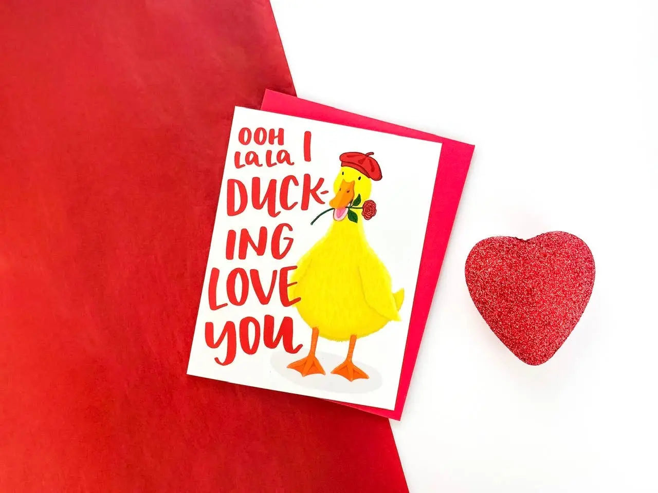 carte de voeux canard amoureux grey street paper 