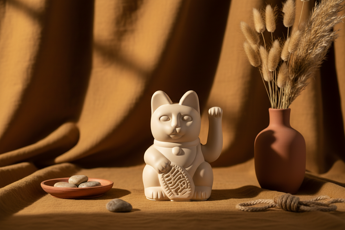 Gato de la suerte ocre