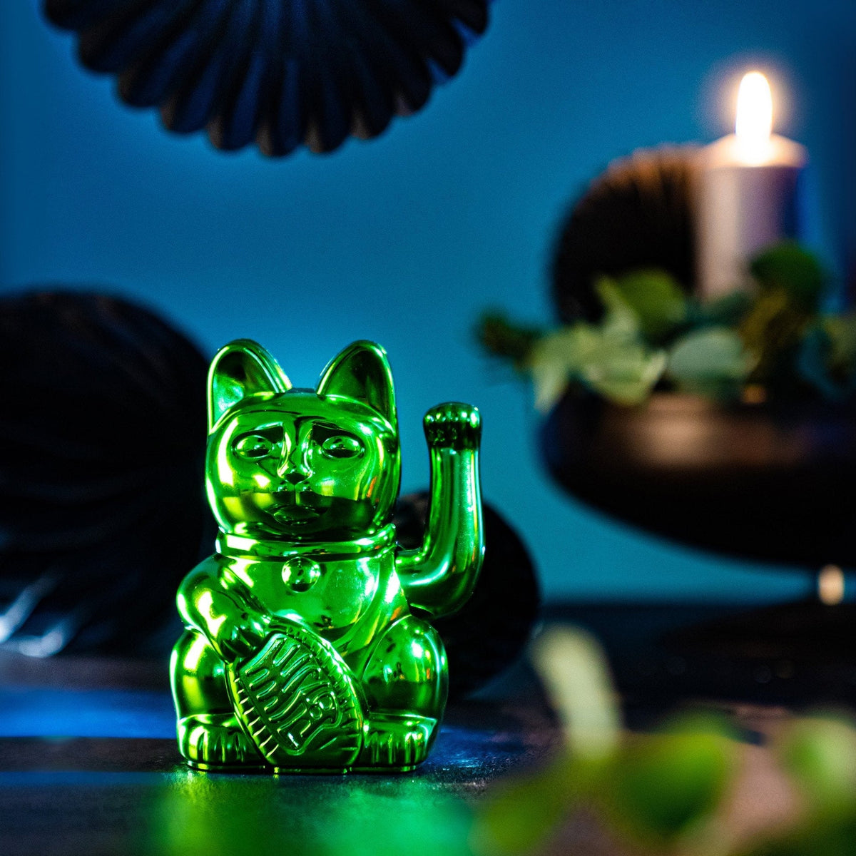 Chat Chanceux Vert Brillant