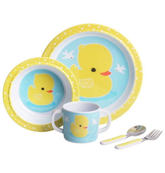 Coffret Repas Bébé Canard Jaune A Little Lovely Company CoinCaillerie