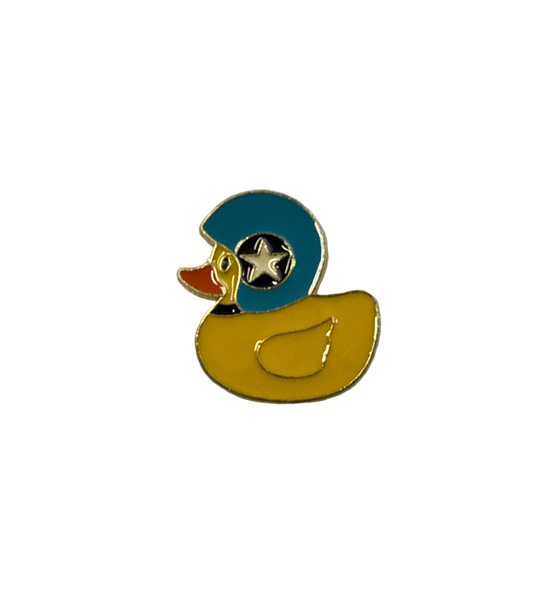 Photo produit - Pin’s Canard Jaune avec Casque Moto