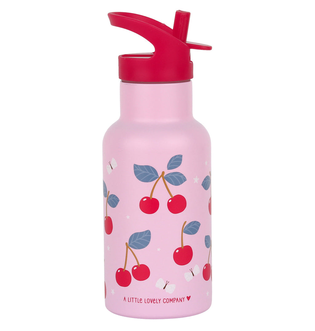 Gourde enfant en inox - Cerises – vue 3 – A Little Lovely Company