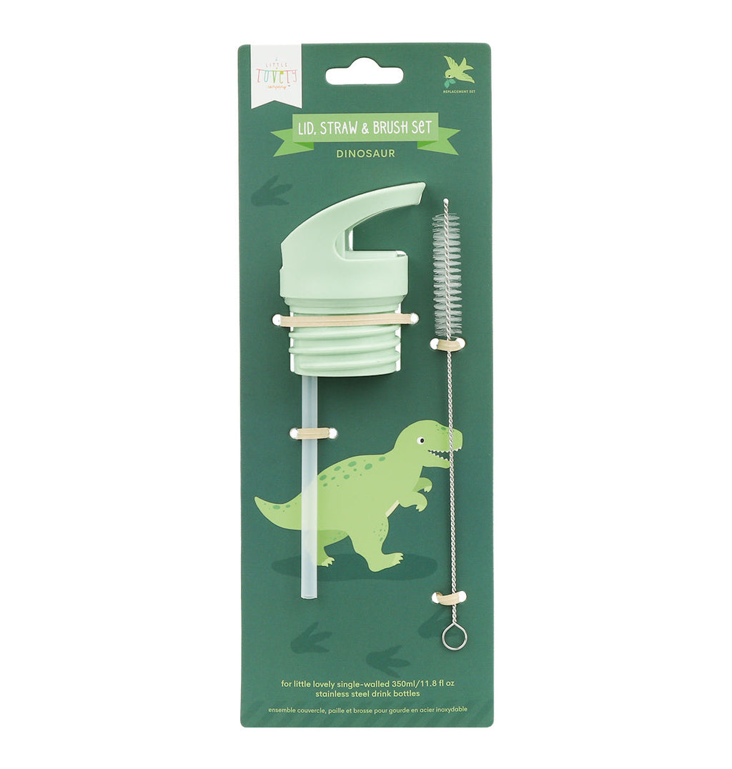 Kit bouchon, paille et goupillon - Dinosaure – vue 2 – A Little Lovely Company