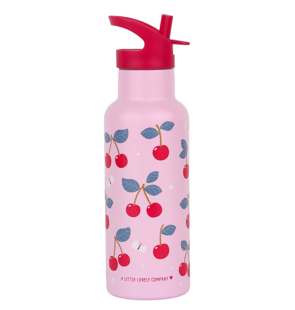 Gourde XL en inox - Cerises – vue 3 – A Little Lovely Company