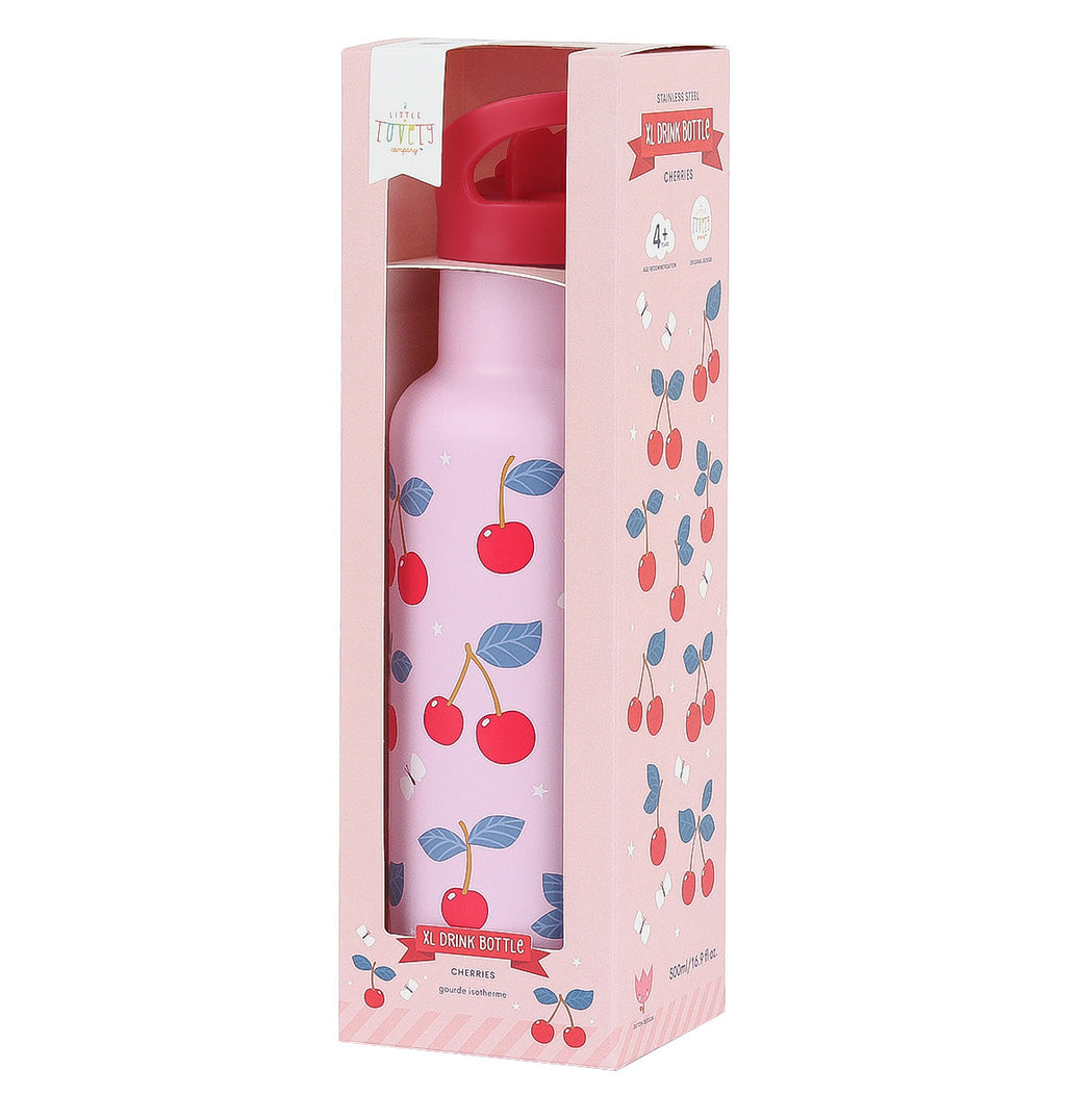 Gourde XL en inox - Cerises – vue 7 – A Little Lovely Company
