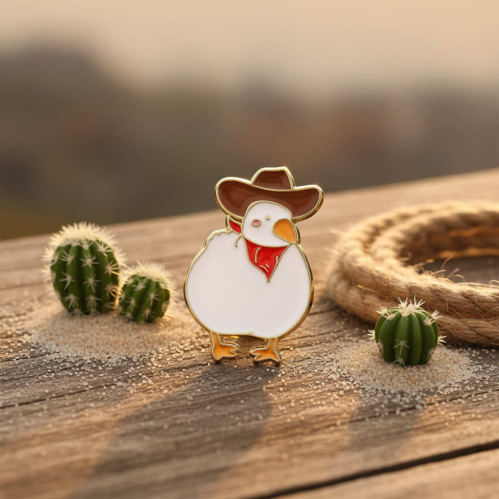 Cowboy witte eend pin