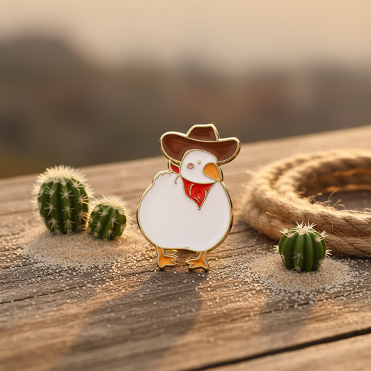 Cowboy witte eend pin