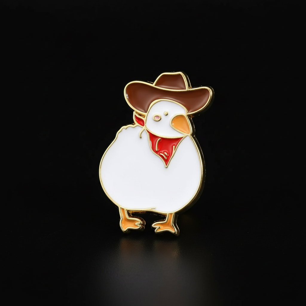 Cowboy witte eend pin