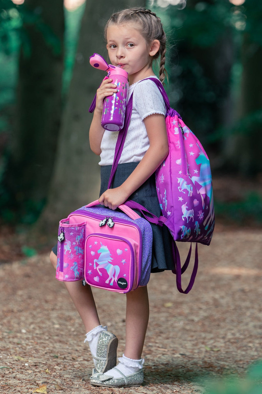 Sac à cordon avec bandoulière – licorne Ombre