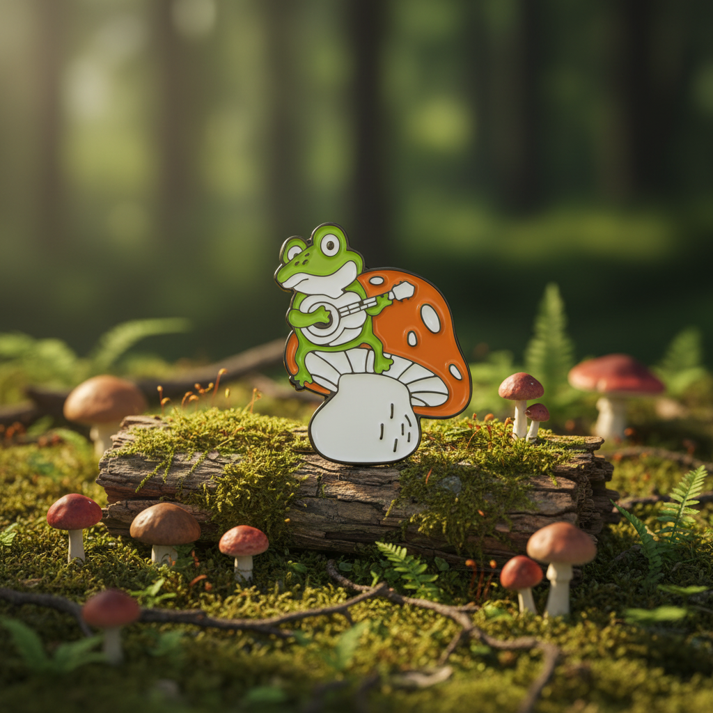 Pin's Grenouille Barde sur Champignon