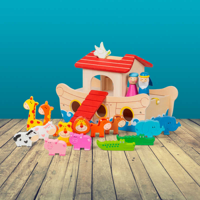 set de jeu arche de noe en bois tobar 23064 5038728127858