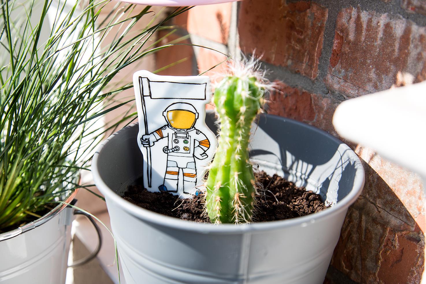 Étiquette Pot de Fleur Astronaute