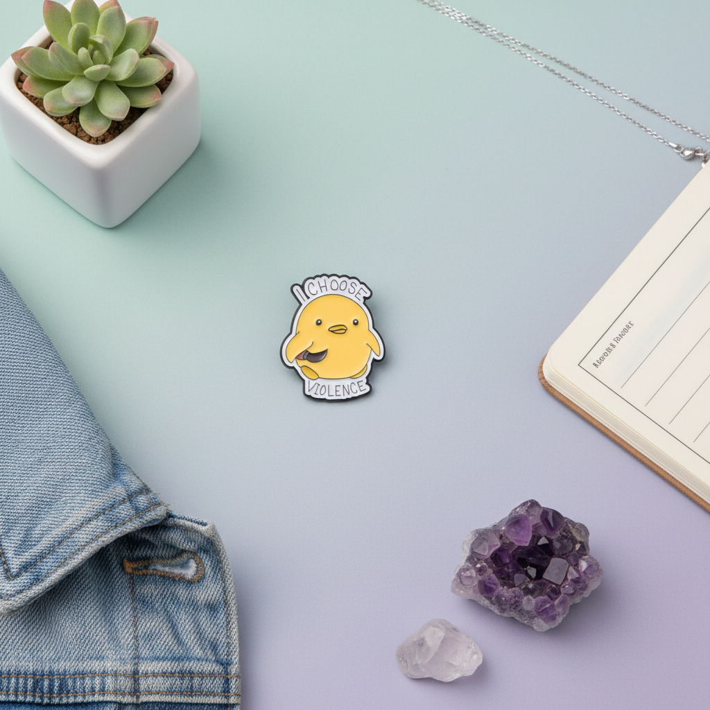 Photo produit - Pin's Canard Jaune "I choose Violence"