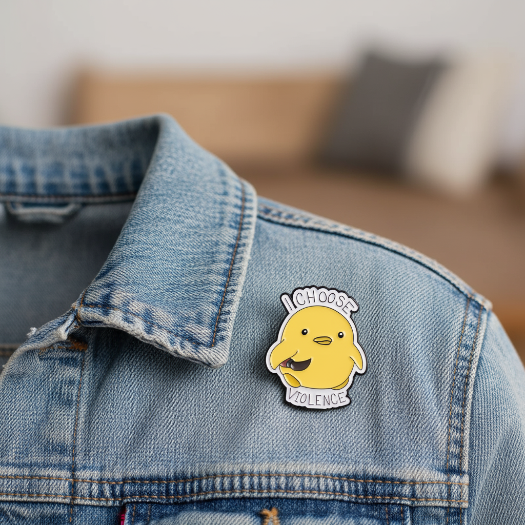 Photo produit - Pin's Canard Jaune "I choose Violence"