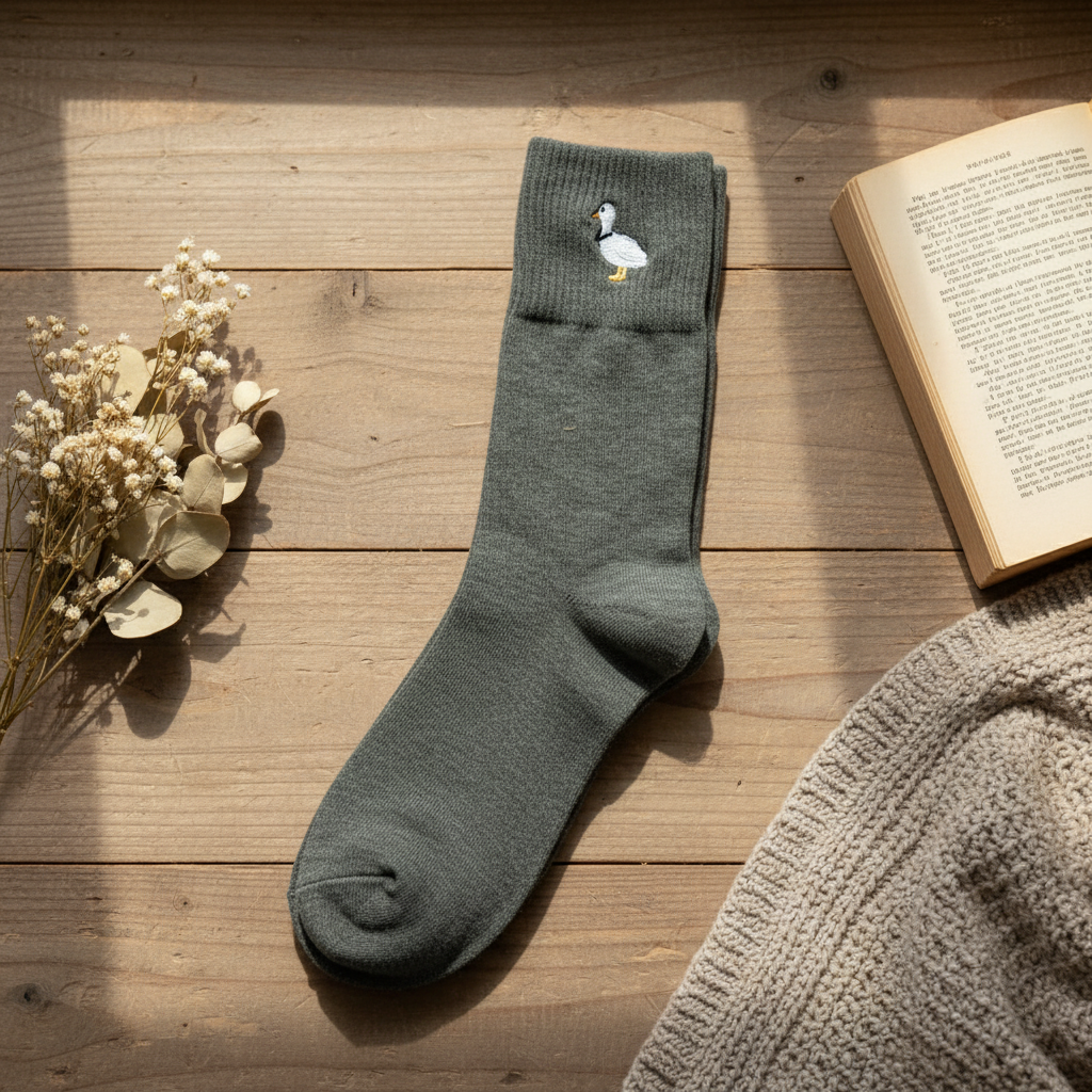 Chaussettes Canard Blanc Brodé