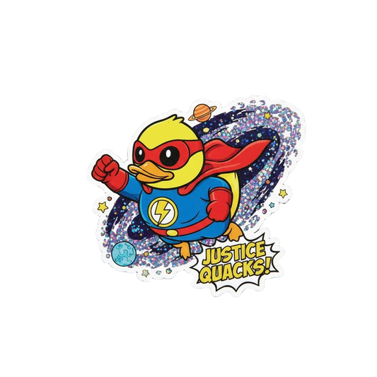 Superhero Duck Sticker – “Justice Quacks!”