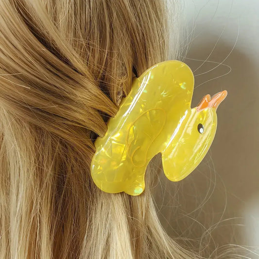 pince a cheveux canard jaune