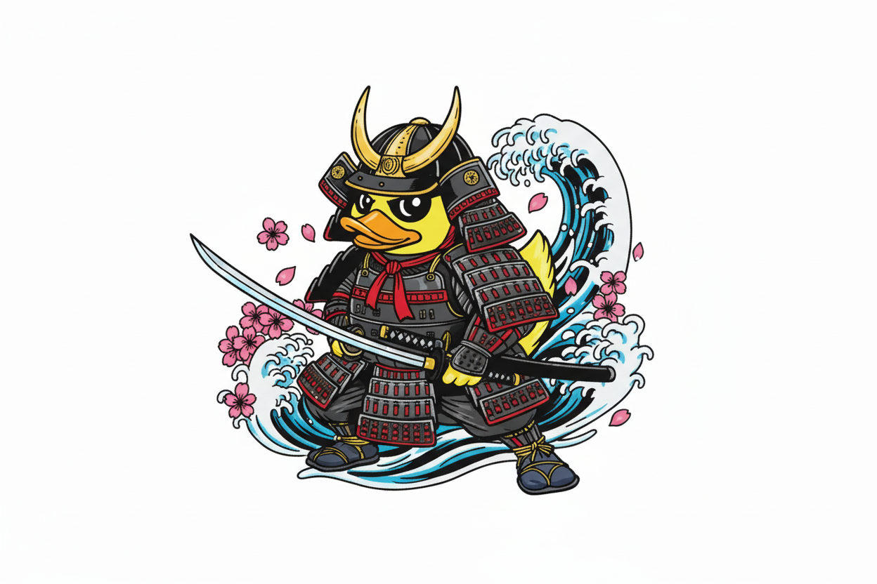 Samurai Duck Sticker – Honor &amp; Courage