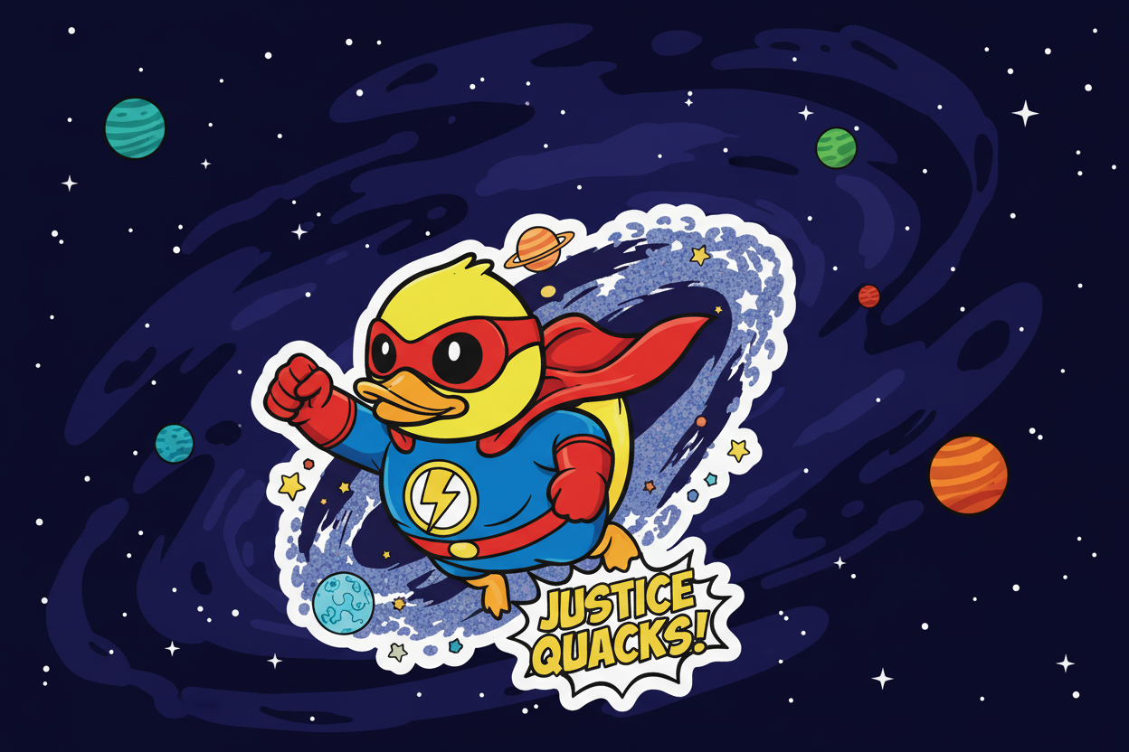 Superhero Duck Sticker – “Justice Quacks!”