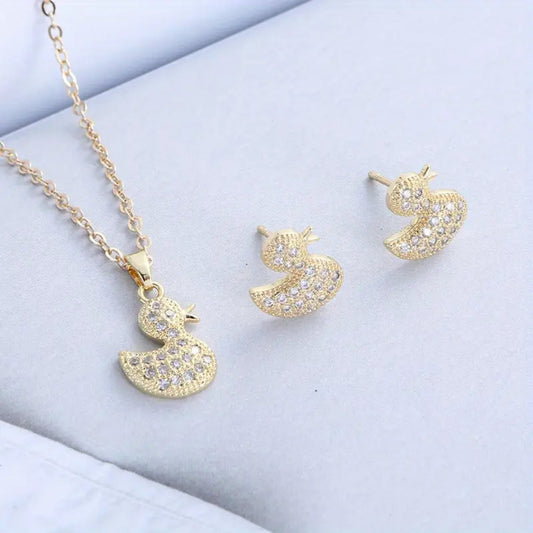 Parure Assortie Collier avec Pendentif et Boucles d’Oreilles Canard