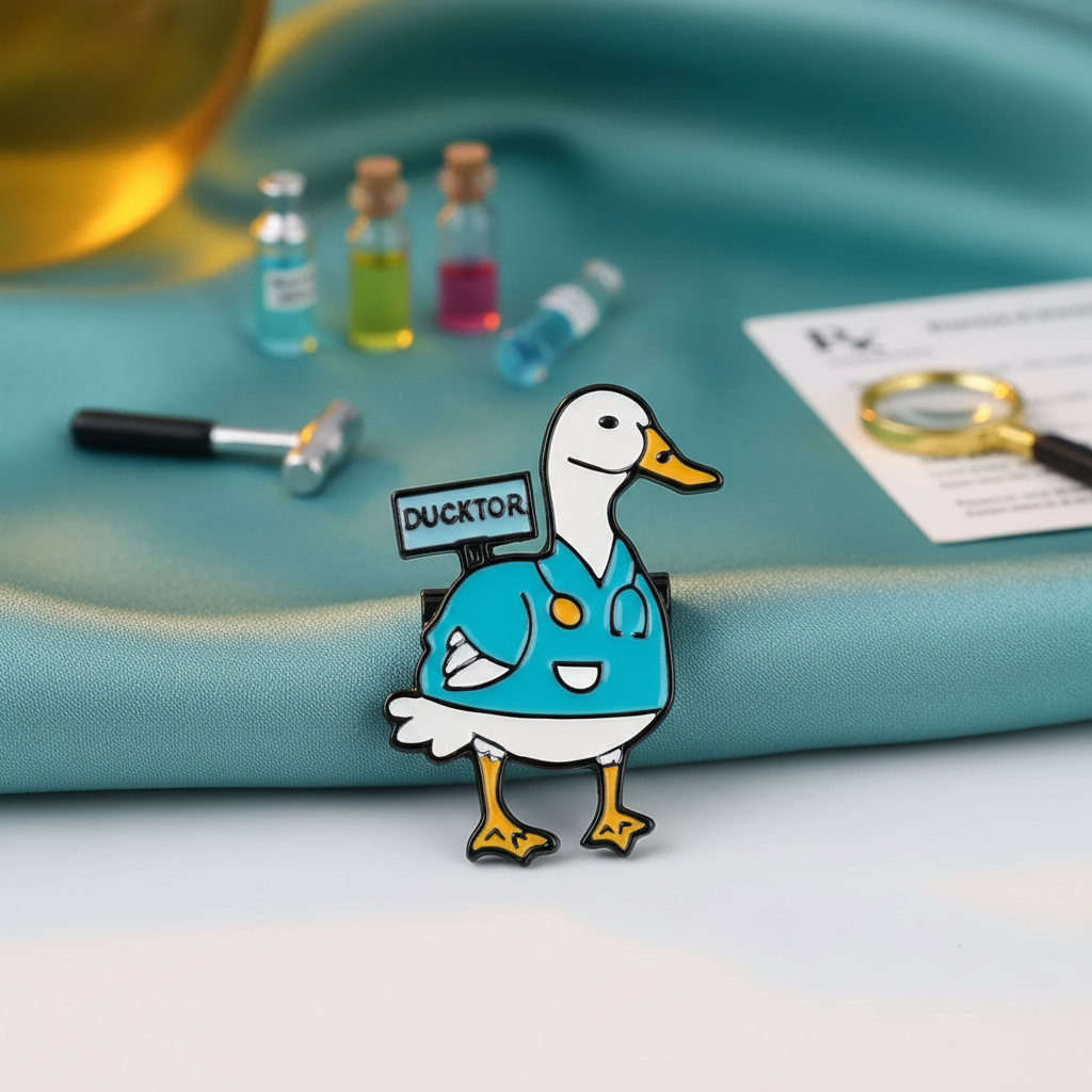 Przypinka Ducktor Biała Kaczka