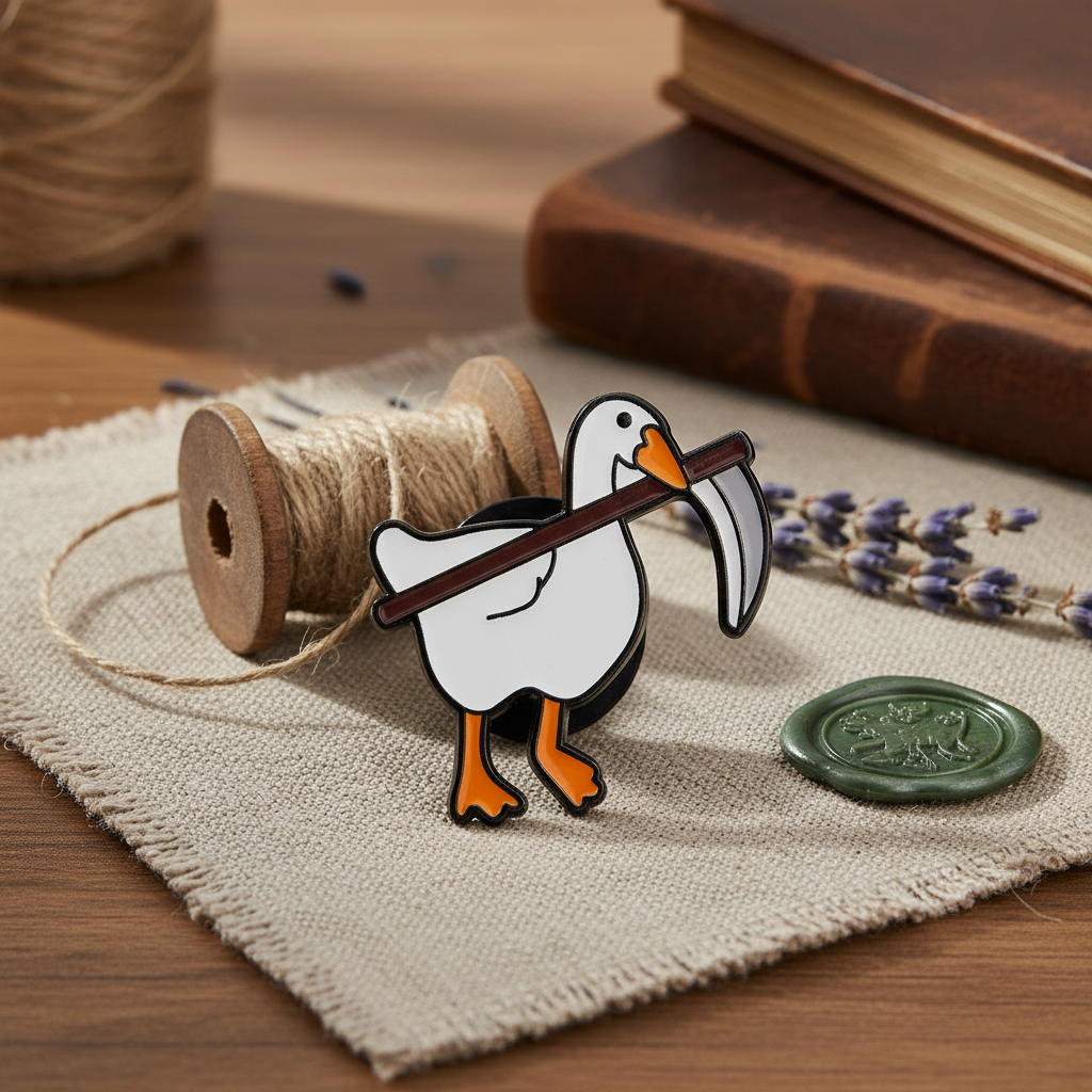 Witte eendpin met zeis