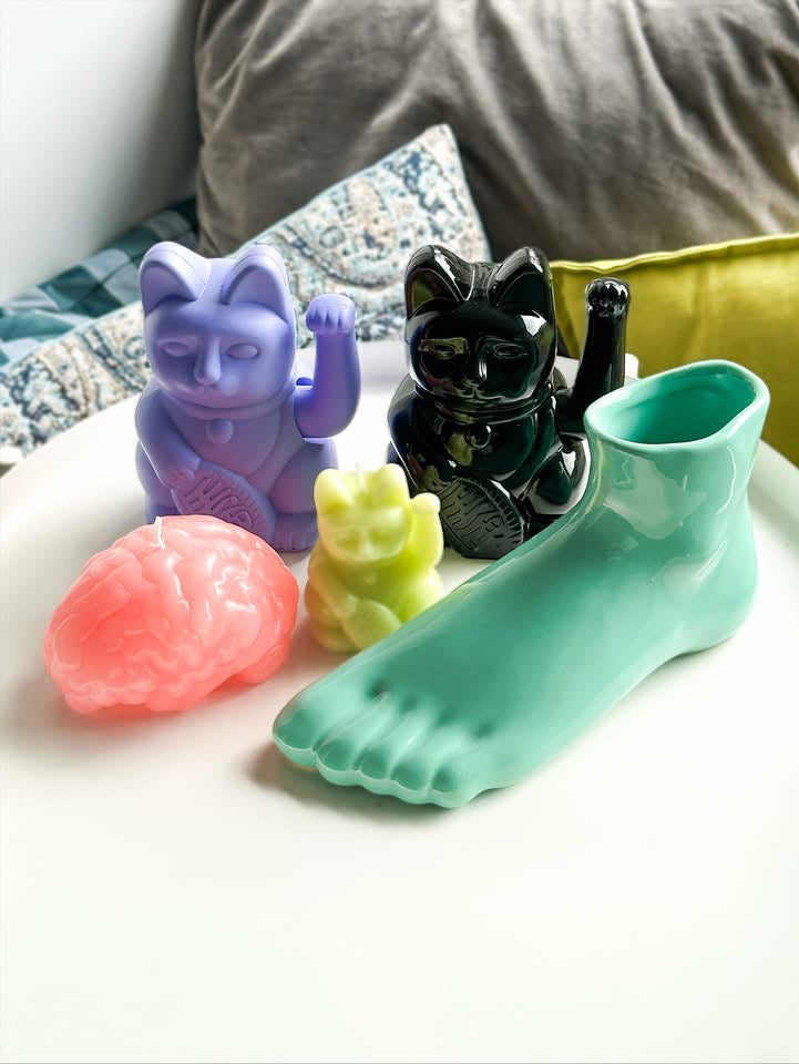 Vela de gato de la suerte verde claro