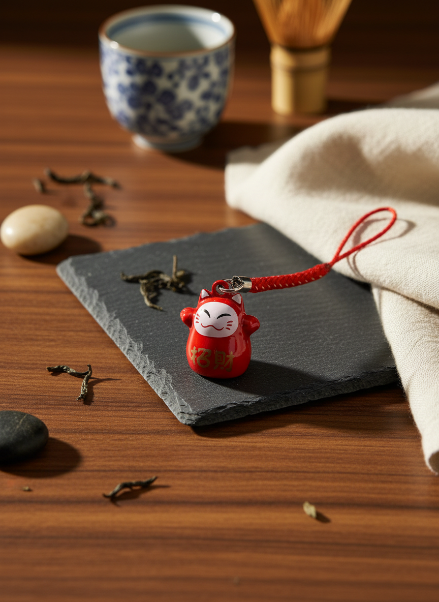 Daruma Lucky Cat Tinker Bell Keychain