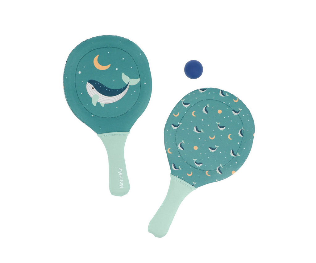 Raquettes de plage en néoprène Whale Teal avec balle