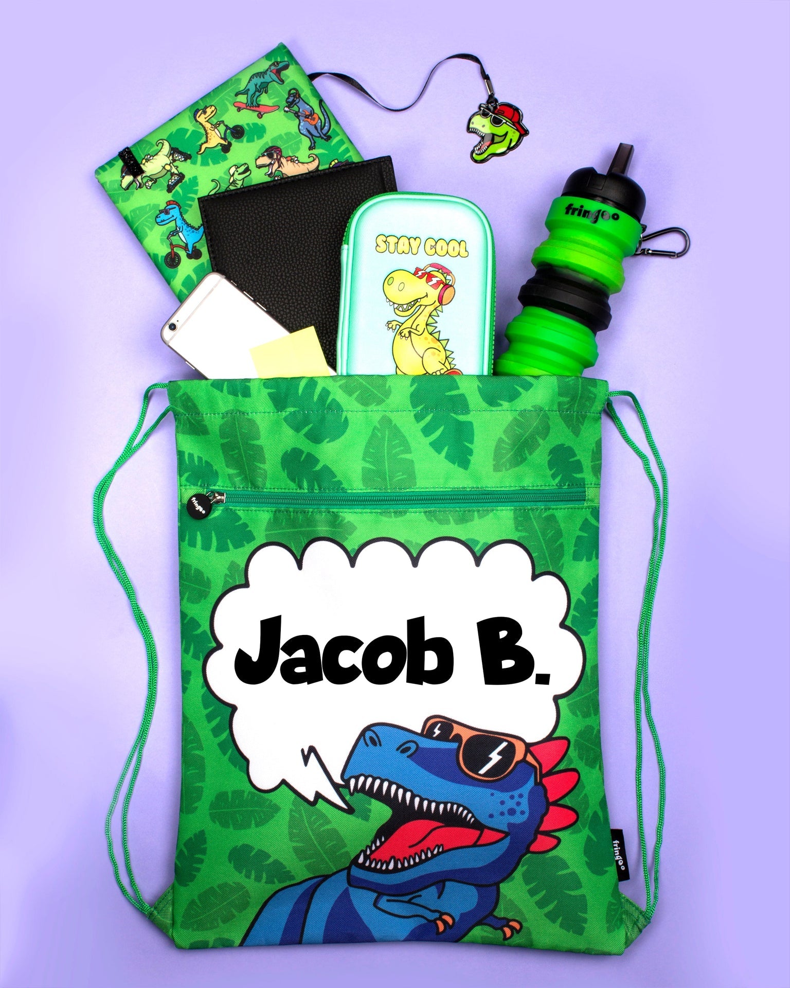 Sac à cordon – dinosaure bleu